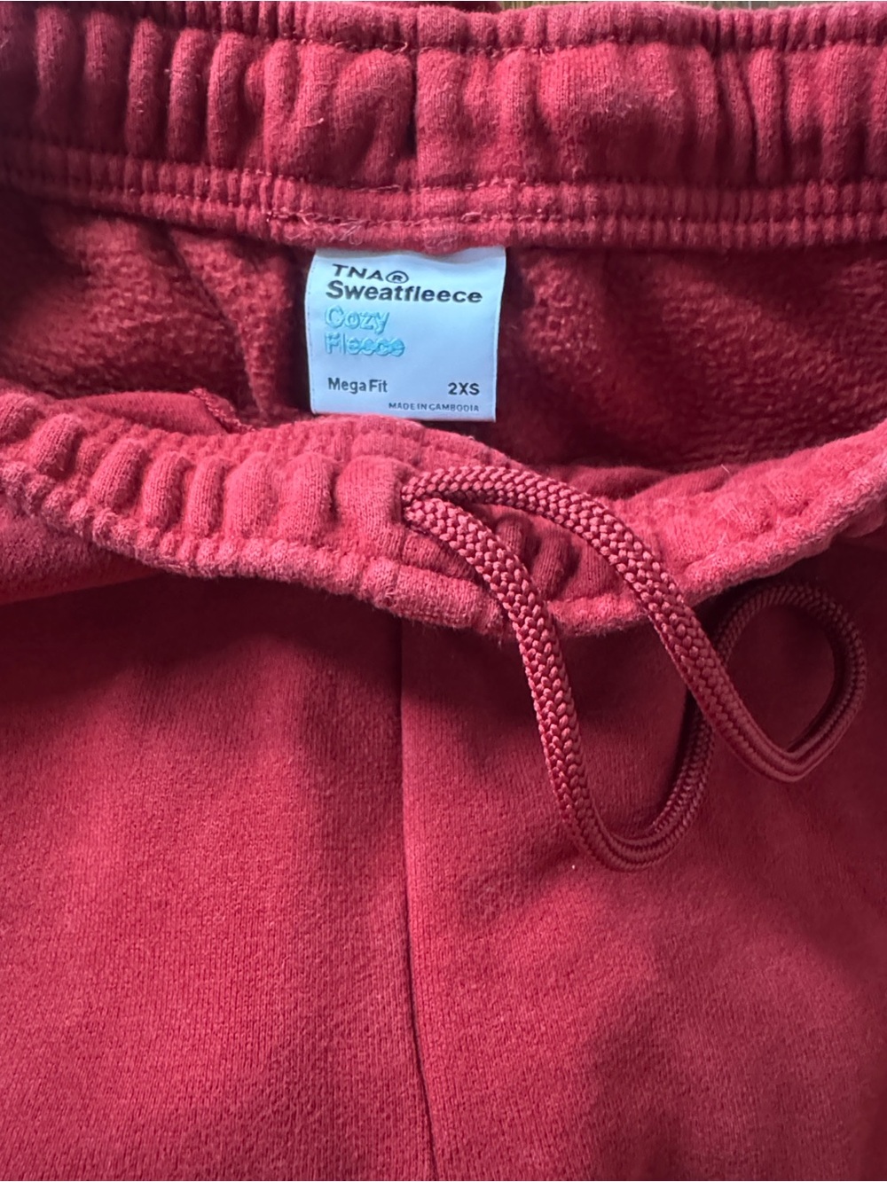 TNA Aritzia Cozy Fleece womens Sweatpants in Red